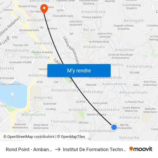 Rond Point - Ambanidia to Institut De Formation Technique map