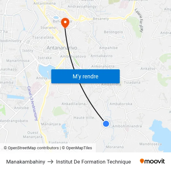 Manakambahiny to Institut De Formation Technique map