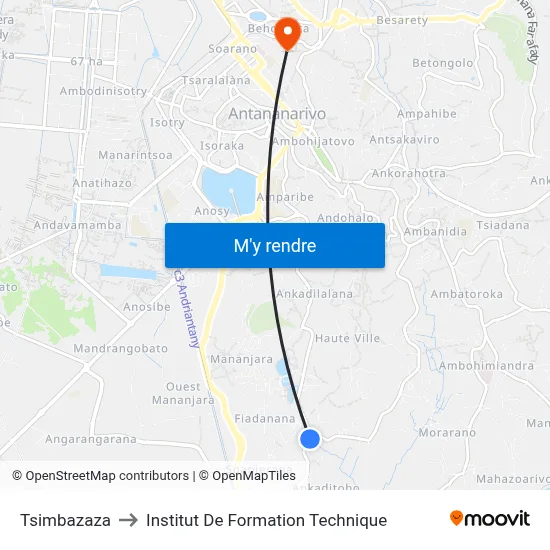 Tsimbazaza to Institut De Formation Technique map