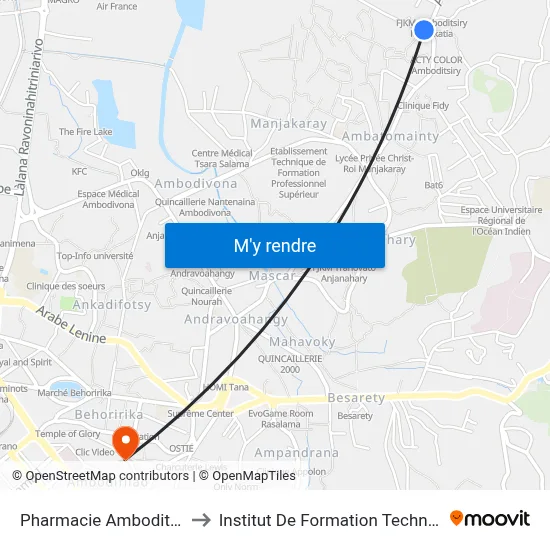 Pharmacie Amboditsiry to Institut De Formation Technique map
