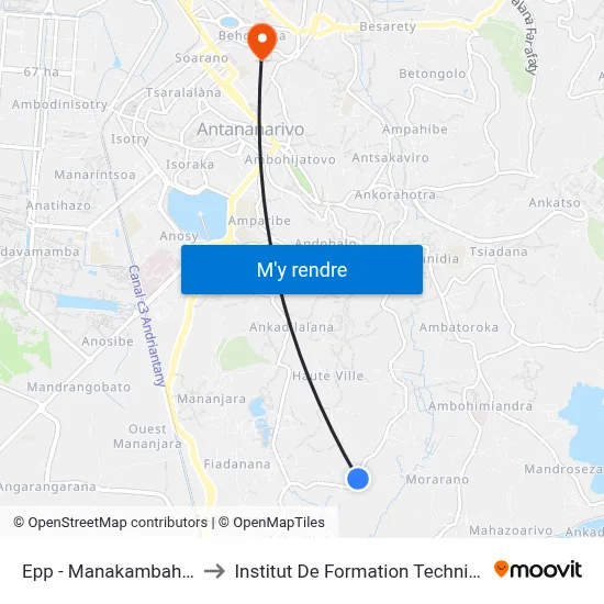 Epp - Manakambahiny to Institut De Formation Technique map