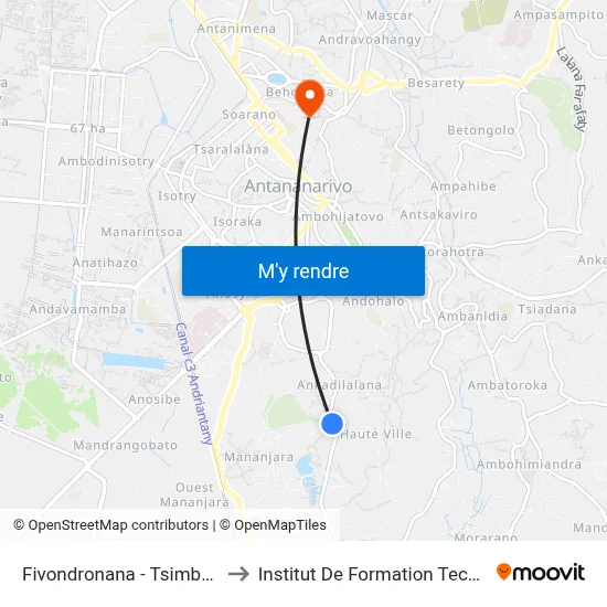 Fivondronana - Tsimbazaza to Institut De Formation Technique map