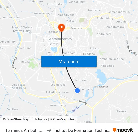 Terminus Ambohitsoa to Institut De Formation Technique map