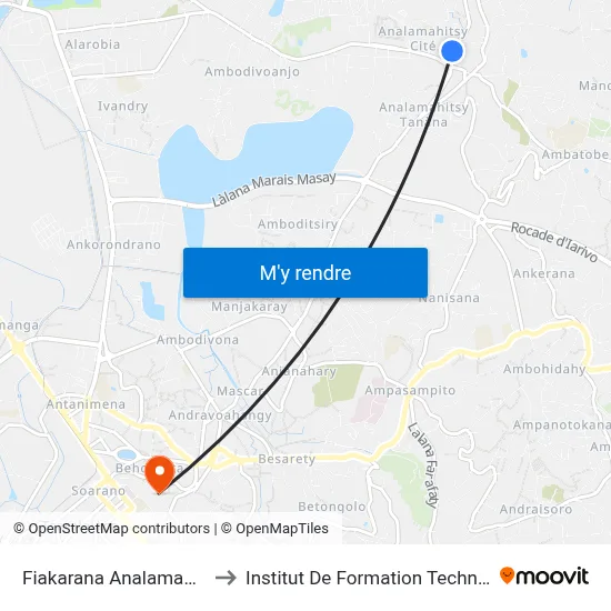 Fiakarana Analamahitsy to Institut De Formation Technique map