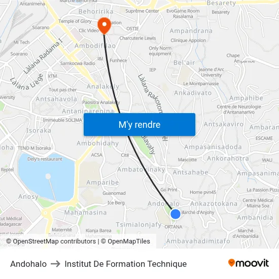Andohalo to Institut De Formation Technique map