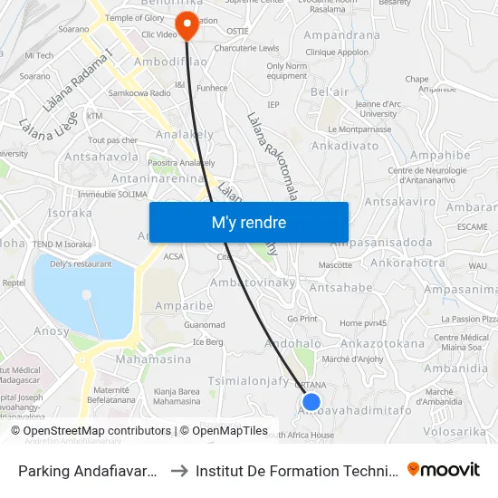 Parking Andafiavaratra to Institut De Formation Technique map