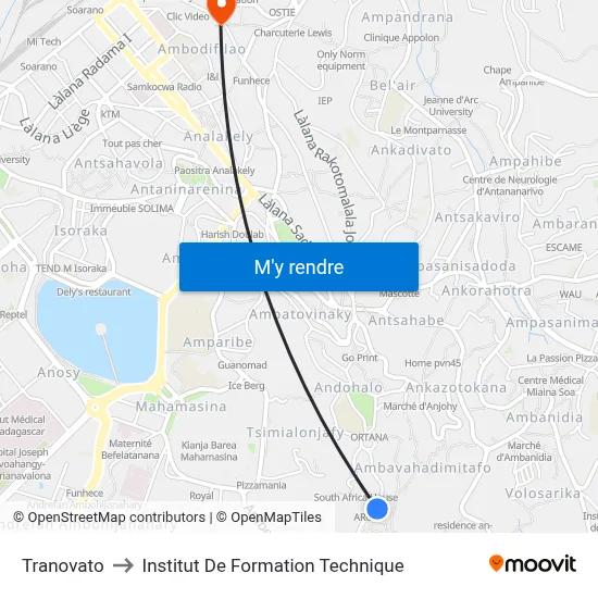 Tranovato to Institut De Formation Technique map
