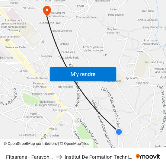 Fitsarana - Faravohitra to Institut De Formation Technique map