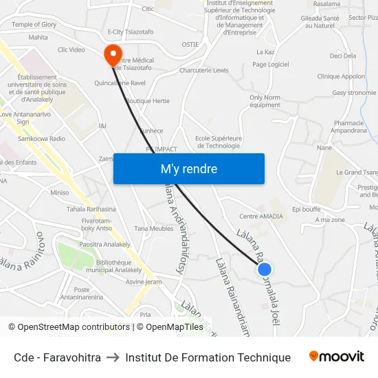Cde - Faravohitra to Institut De Formation Technique map