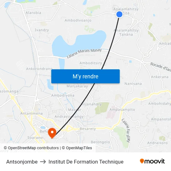 Antsonjombe to Institut De Formation Technique map