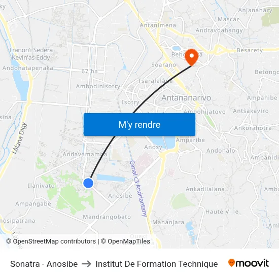 Sonatra - Anosibe to Institut De Formation Technique map