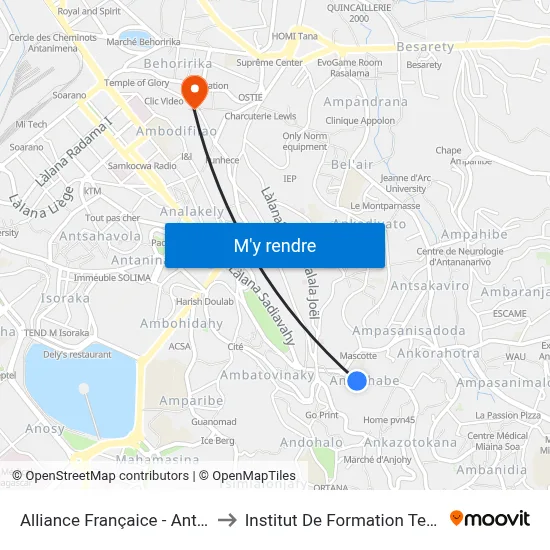 Alliance Françaice - Antsahabe to Institut De Formation Technique map