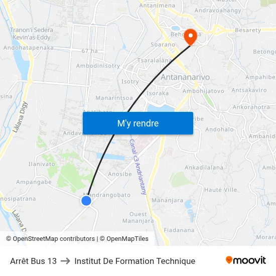 Arrêt Bus 13 to Institut De Formation Technique map