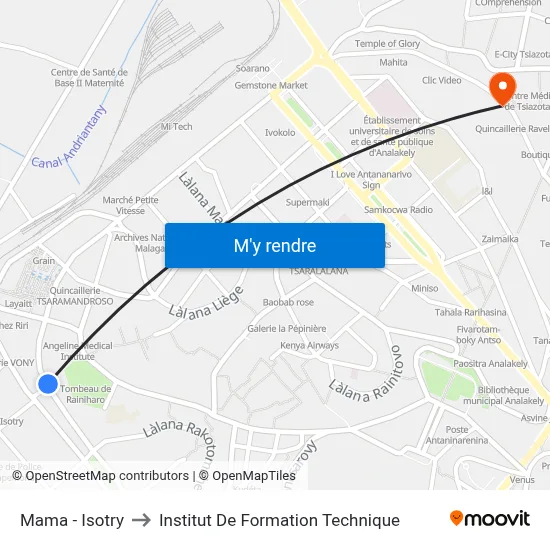 Mama - Isotry to Institut De Formation Technique map