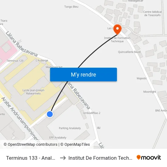 Terminus 133 - Analakely to Institut De Formation Technique map