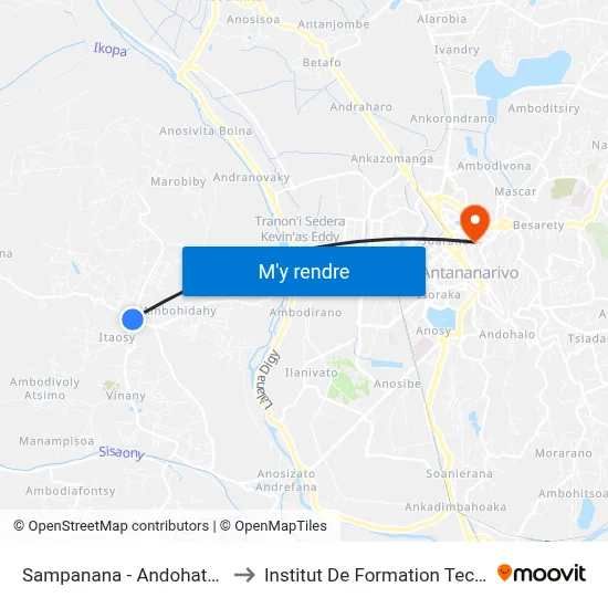 Sampanana - Andohatanjona to Institut De Formation Technique map
