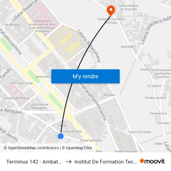 Terminus 142 - Ambatomena to Institut De Formation Technique map