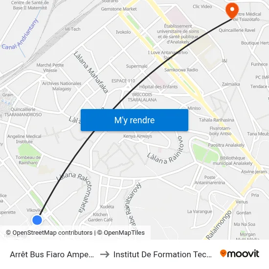Arrêt Bus Fiaro Ampefiloha to Institut De Formation Technique map