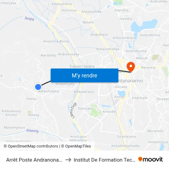 Arrêt Poste Andranonahoatra to Institut De Formation Technique map