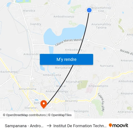Sampanana - Androhibe to Institut De Formation Technique map