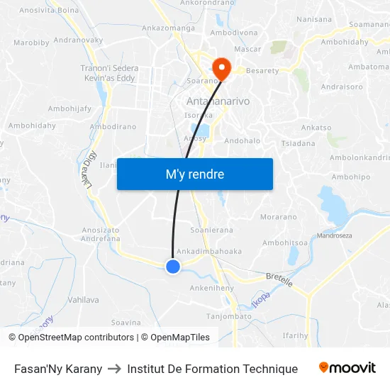 Fasan'Ny Karany to Institut De Formation Technique map