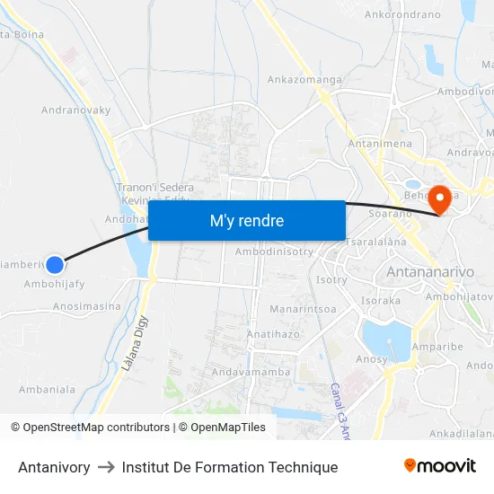 Antanivory to Institut De Formation Technique map