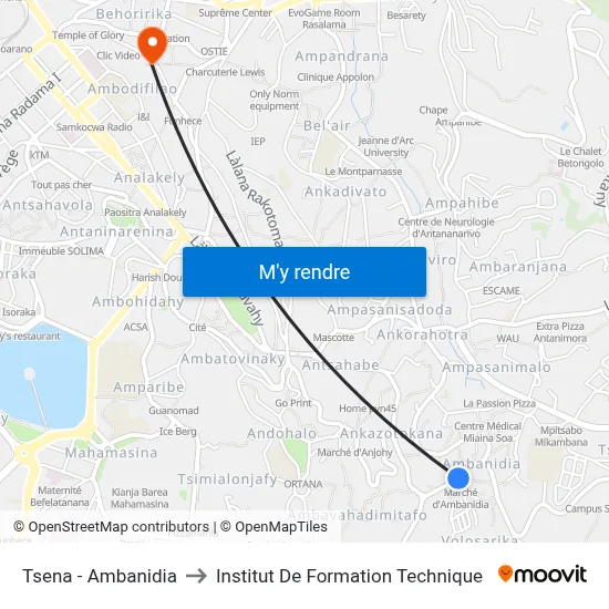 Tsena - Ambanidia to Institut De Formation Technique map