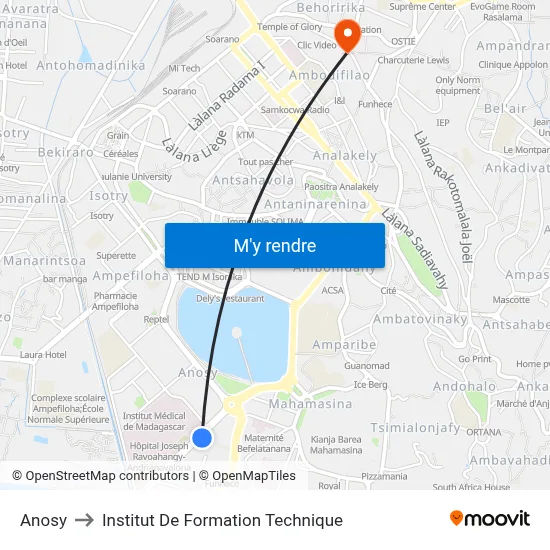 Anosy to Institut De Formation Technique map