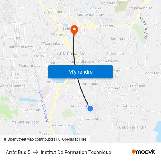 Arrêt Bus 5 to Institut De Formation Technique map