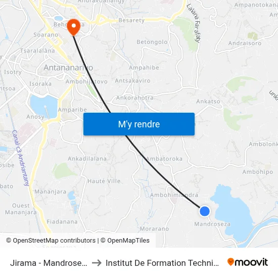 Jirama - Mandroseza to Institut De Formation Technique map