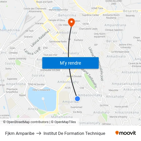 Fjkm Amparibe to Institut De Formation Technique map