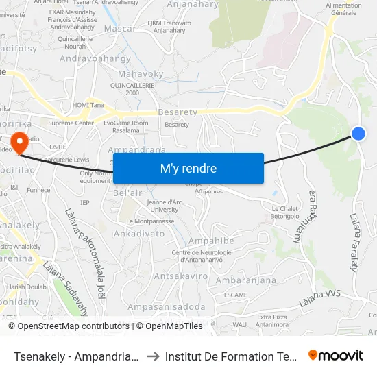 Tsenakely - Ampandrianomby to Institut De Formation Technique map