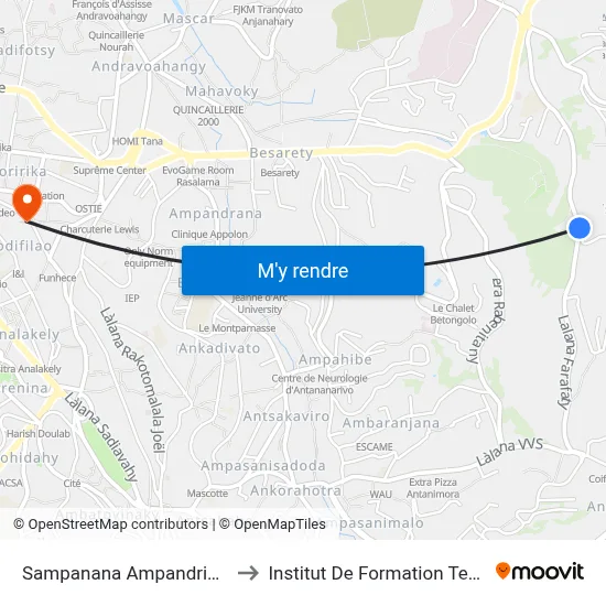 Sampanana Ampandrianomby to Institut De Formation Technique map