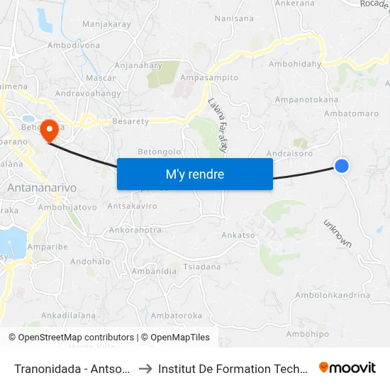 Tranonidada - Antsobolo to Institut De Formation Technique map