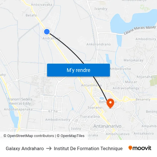 Galaxy Andraharo to Institut De Formation Technique map