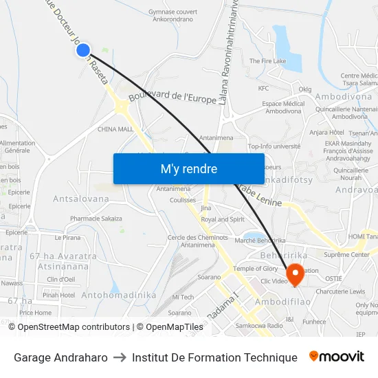 Garage Andraharo to Institut De Formation Technique map