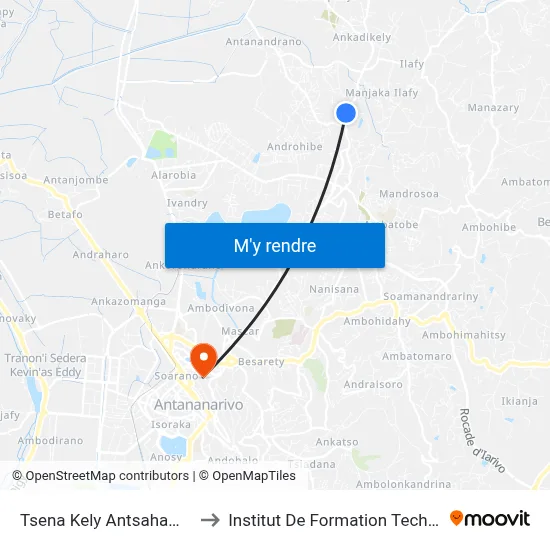 Tsena Kely Antsahamaina to Institut De Formation Technique map
