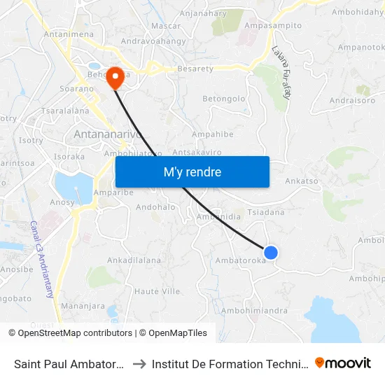 Saint Paul Ambatoroka to Institut De Formation Technique map