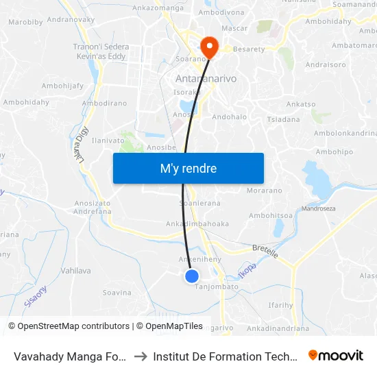 Vavahady Manga Forello to Institut De Formation Technique map