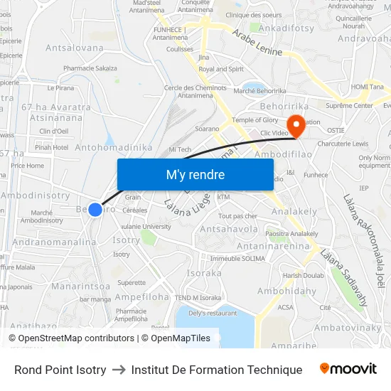 Rond Point Isotry to Institut De Formation Technique map