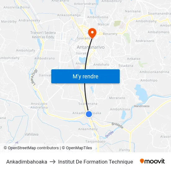 Ankadimbahoaka to Institut De Formation Technique map