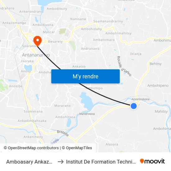 Amboasary Ankazobe to Institut De Formation Technique map