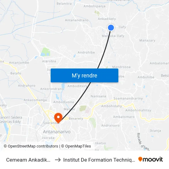 Cemeam Ankadikely to Institut De Formation Technique map