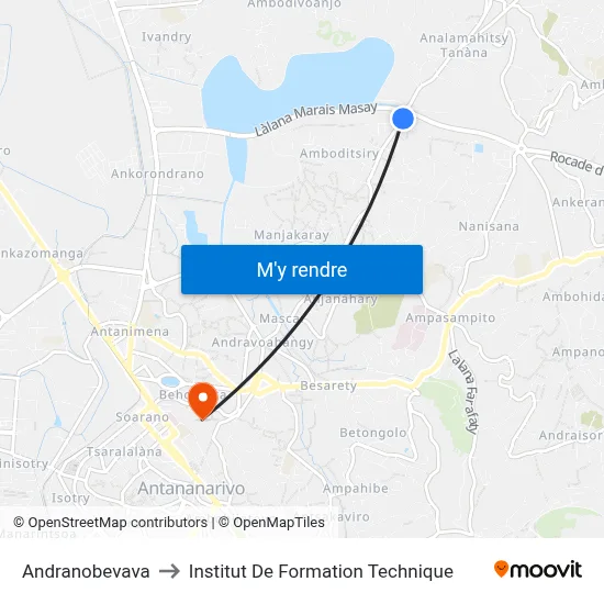 Andranobevava to Institut De Formation Technique map
