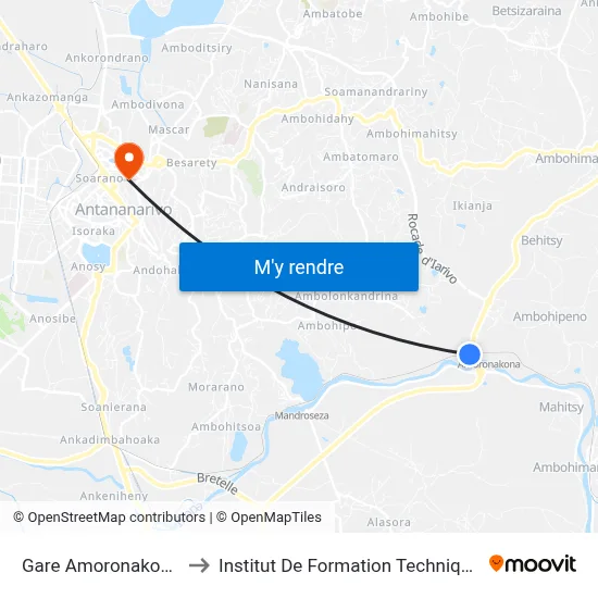 Gare Amoronakona to Institut De Formation Technique map