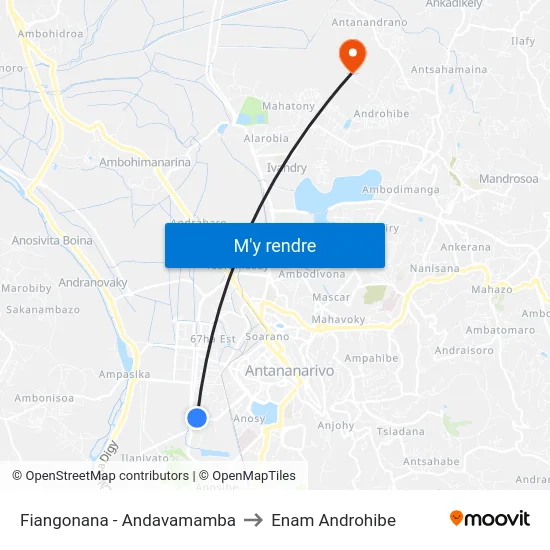 Fiangonana - Andavamamba to Enam Androhibe map