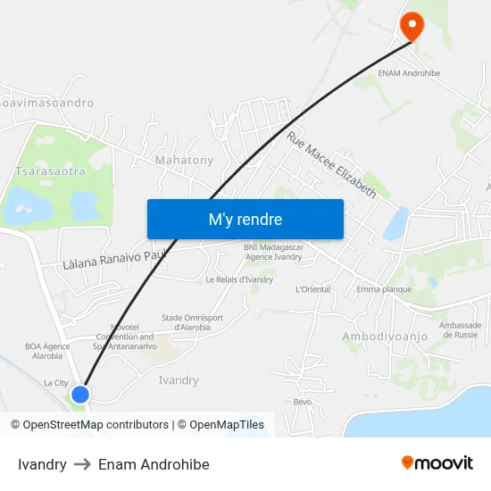 Ivandry to Enam Androhibe map