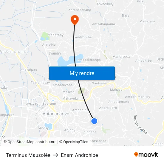 Terminus Mausolée to Enam Androhibe map