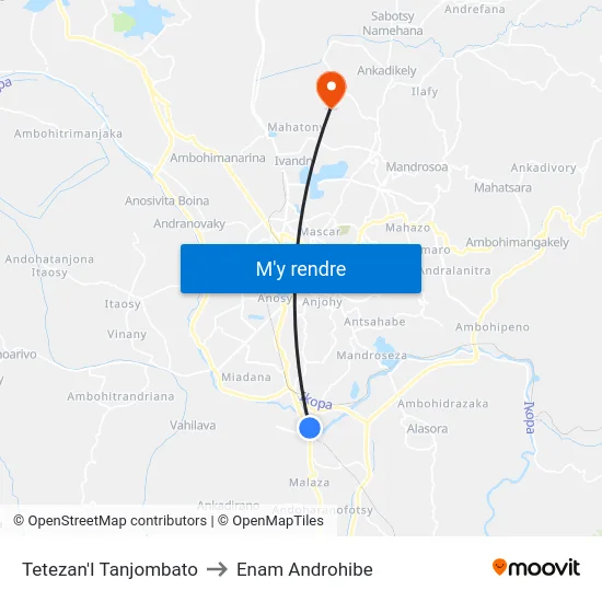 Tetezan'I Tanjombato to Enam Androhibe map