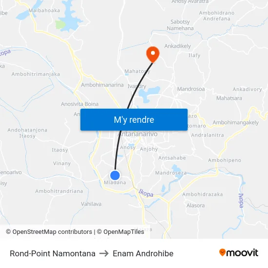 Rond-Point Namontana to Enam Androhibe map